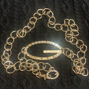 Vintage GUESS crystal Gold chain belt